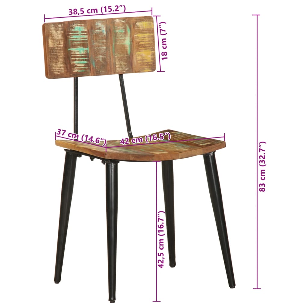 vidaXL Dining Chairs 2 pcs Solid Reclaimed Wood