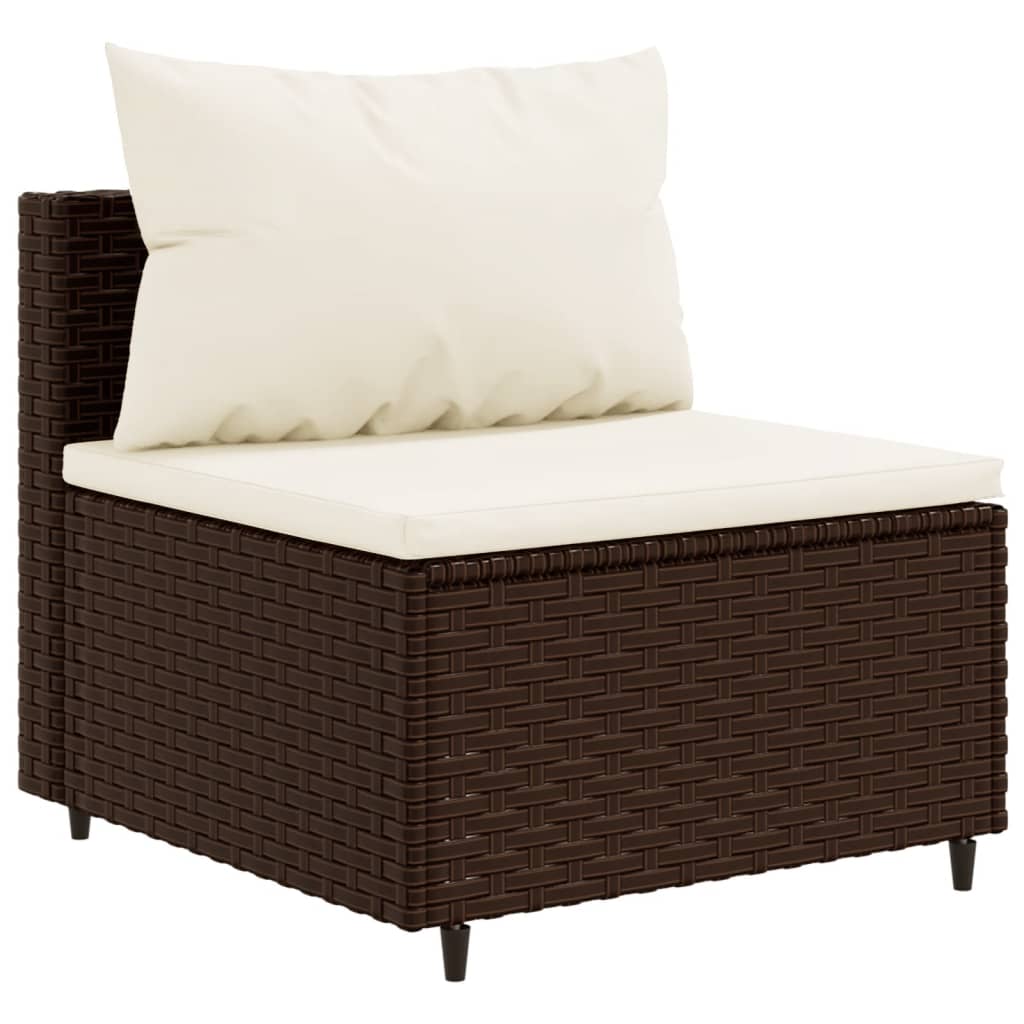 vidaXL 6 Piece Garden Lounge Set with Cushions Brown Poly Rattan