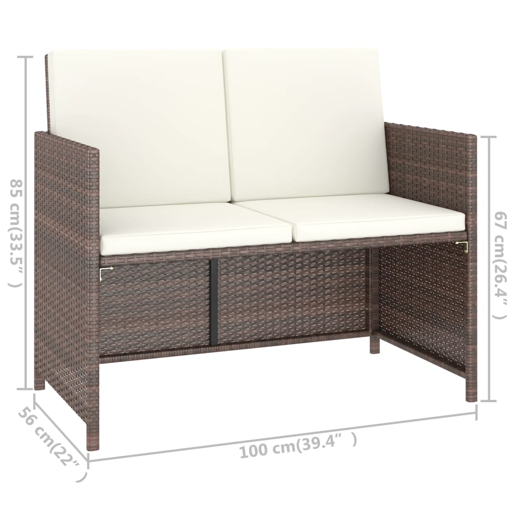 vidaXL 16 Piece Outdoor Dining Set Brown Poly Rattan Brown