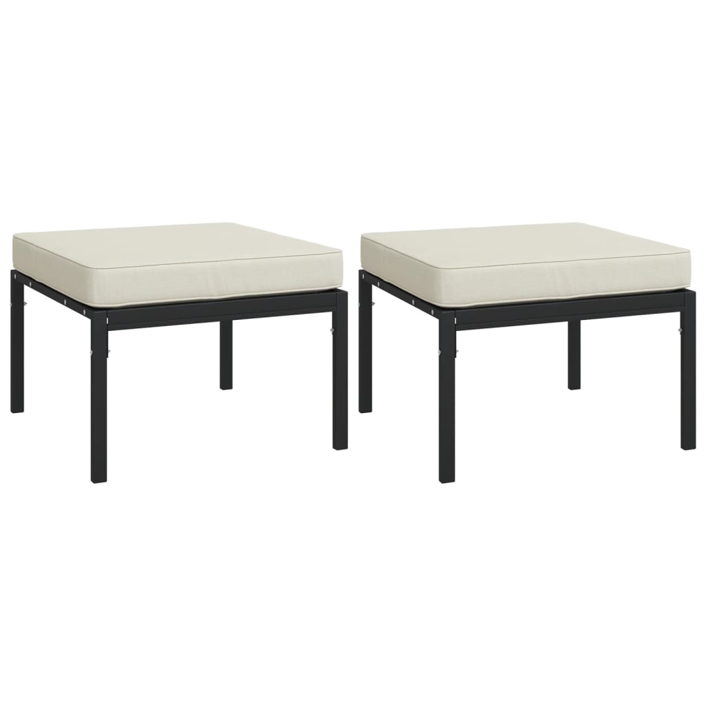 vidaXL Garden Footstools with Sand Cushions 2 pcs 60x60x35 cm Steel