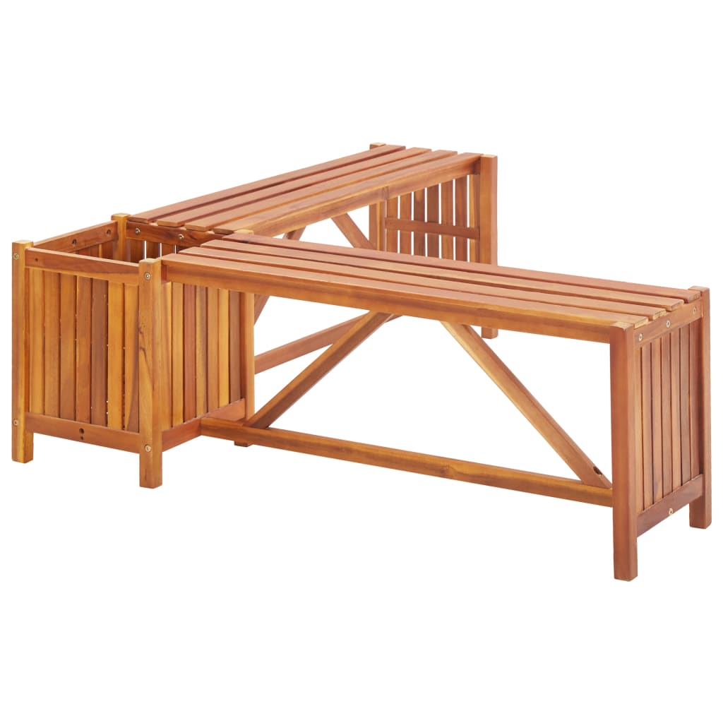 vidaXL Garden Corner Bench with Planter 117x117x40cm Solid Acacia Wood