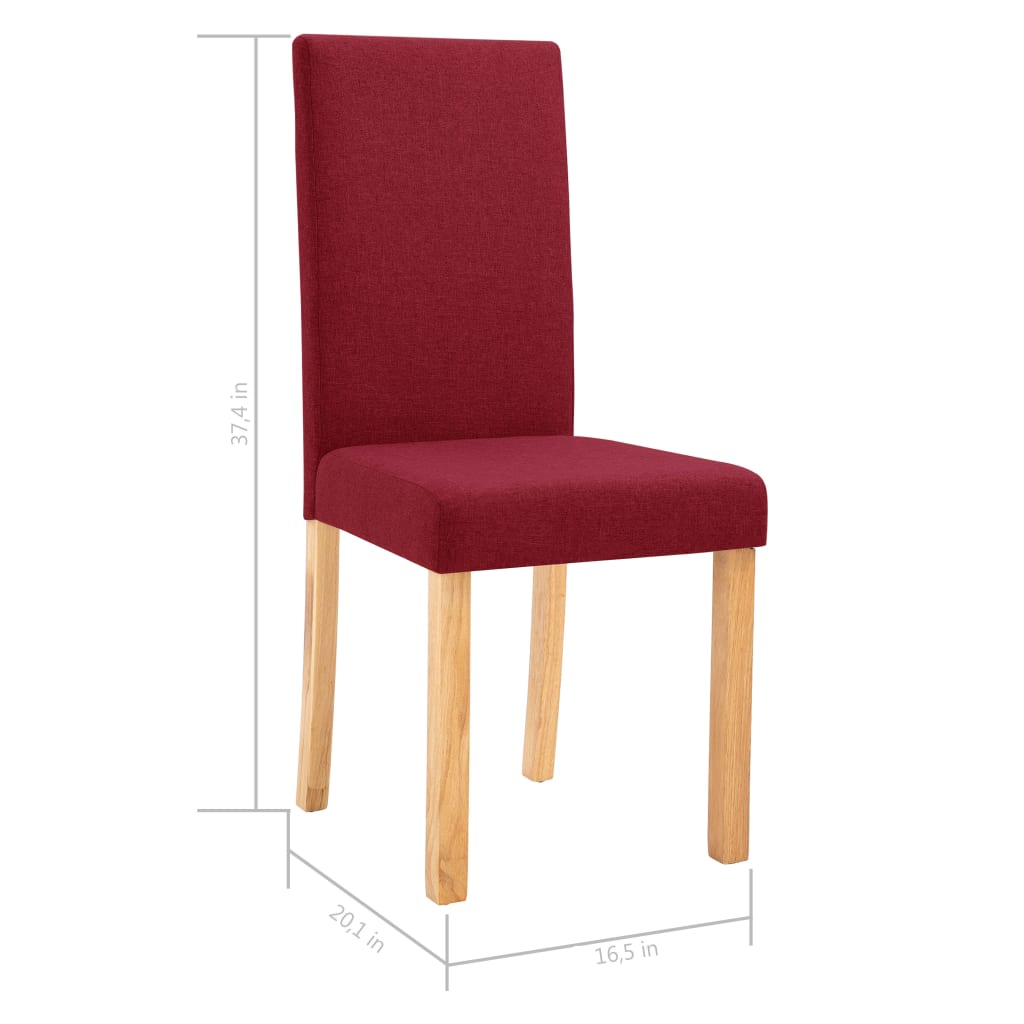 vidaXL Dining Chairs 2 pcs Wine Red Fabric