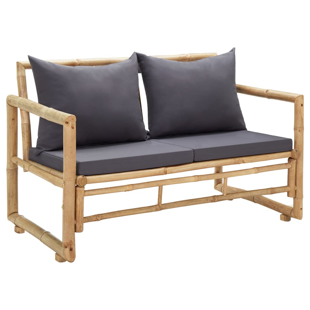 vidaXL Garden Bench with Cushions 115 cm Bamboo