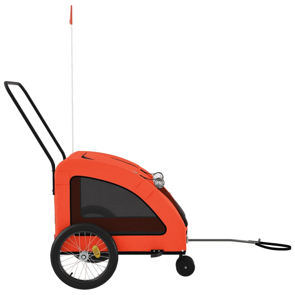 vidaXL Pet Bike Trailer Orange and Grey Oxford Fabric and Iron