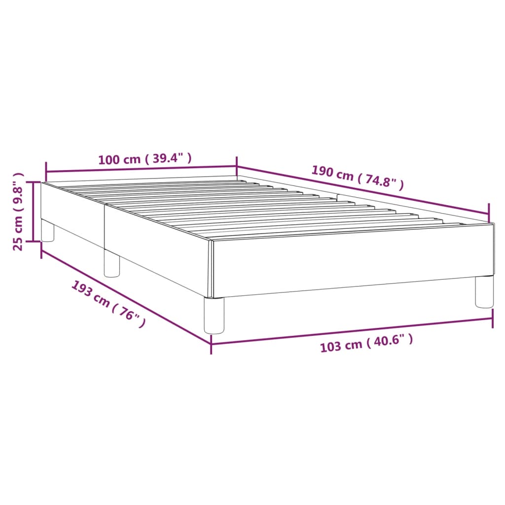 vidaXL Bed Frame without Mattress Light Grey 100x190 cm Twin Velvet