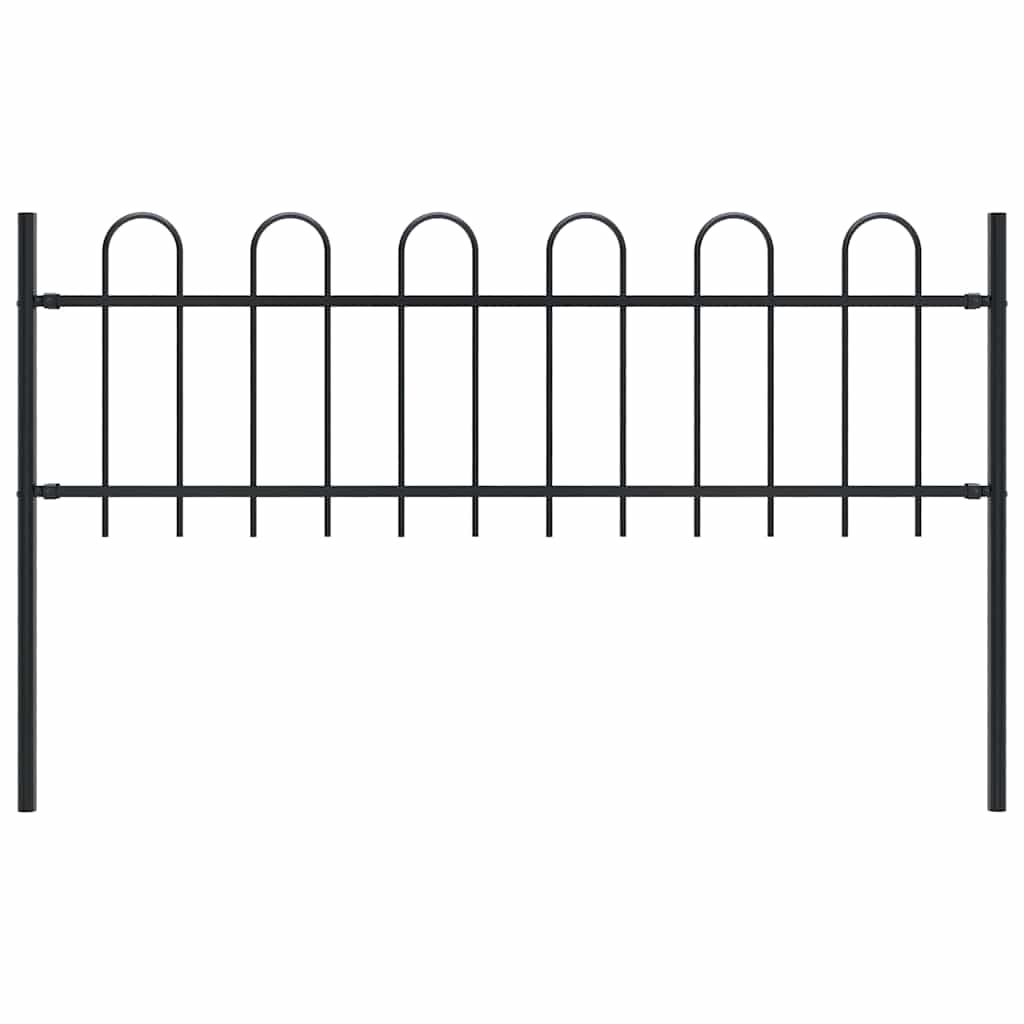 vidaXL Garden Fence with Hoop Top Steel 1.8 m Black