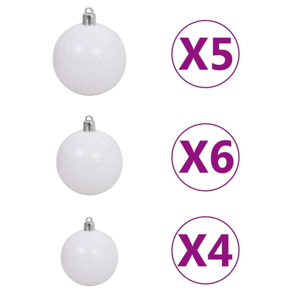 vidaXL 61 Piece Christmas Ball Set with Peak and 150 LEDs White&Gey