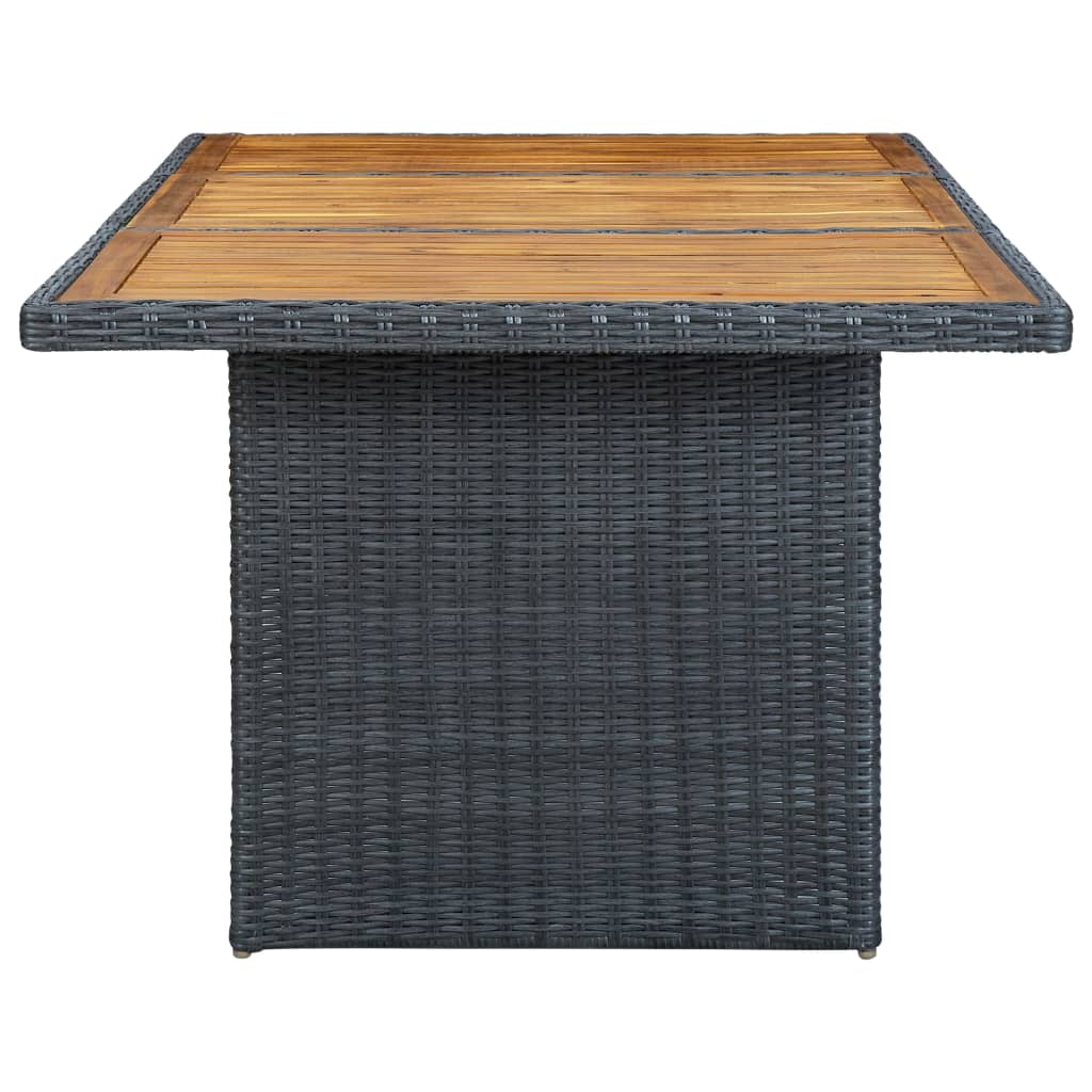 vidaXL Garden Table Dark Grey Poly Rattan and Solid Acacia Wood