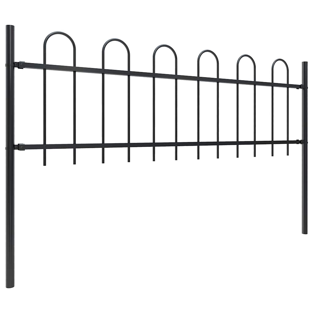 vidaXL Garden Fence with Hoop Top Steel 1.8 m Black
