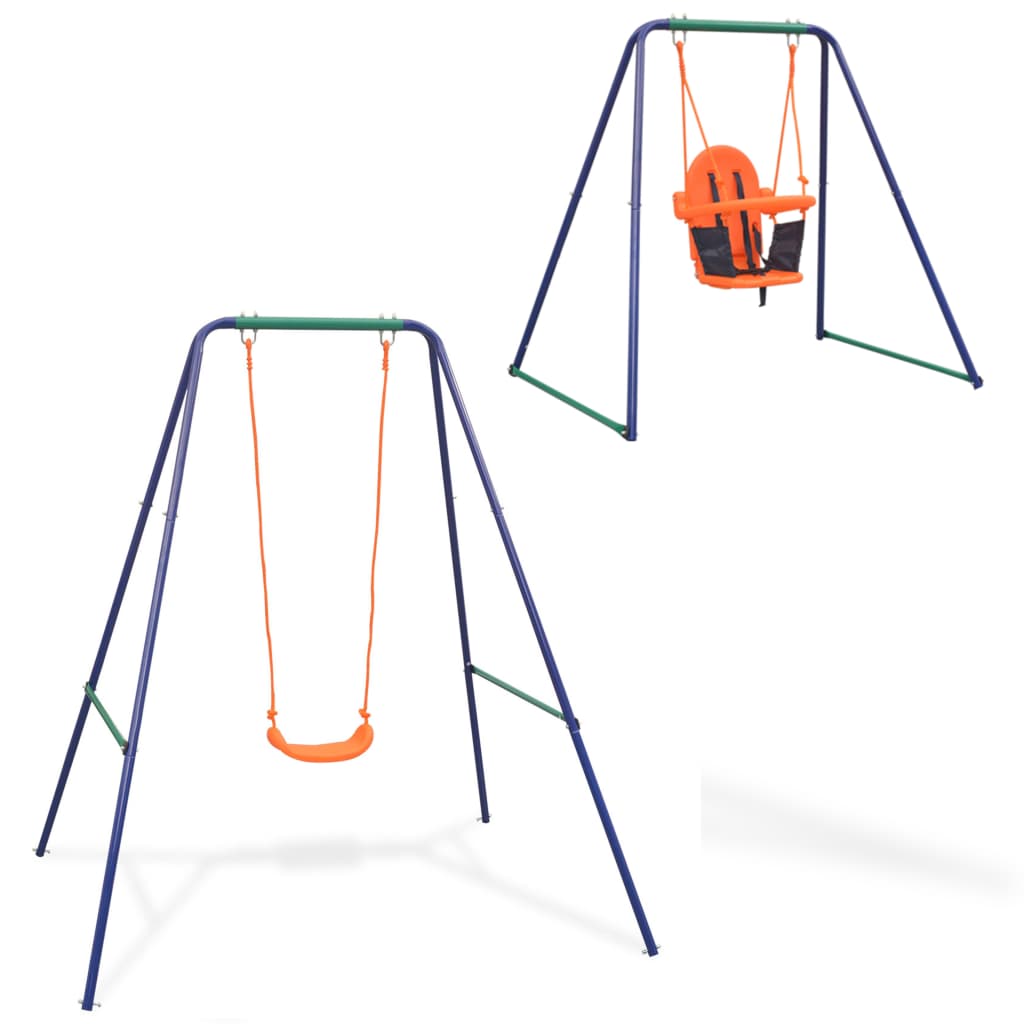 vidaXL 2-in-1 Single Swing and Toddler Swing Orange