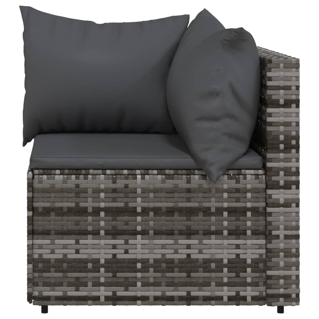 vidaXL Garden Corner Sofas with Cushions 2 pcs Grey Poly Rattan