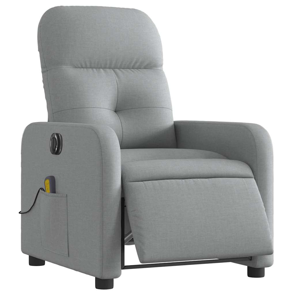 vidaXL Electric Massage Recliner Chair Light Grey Fabric