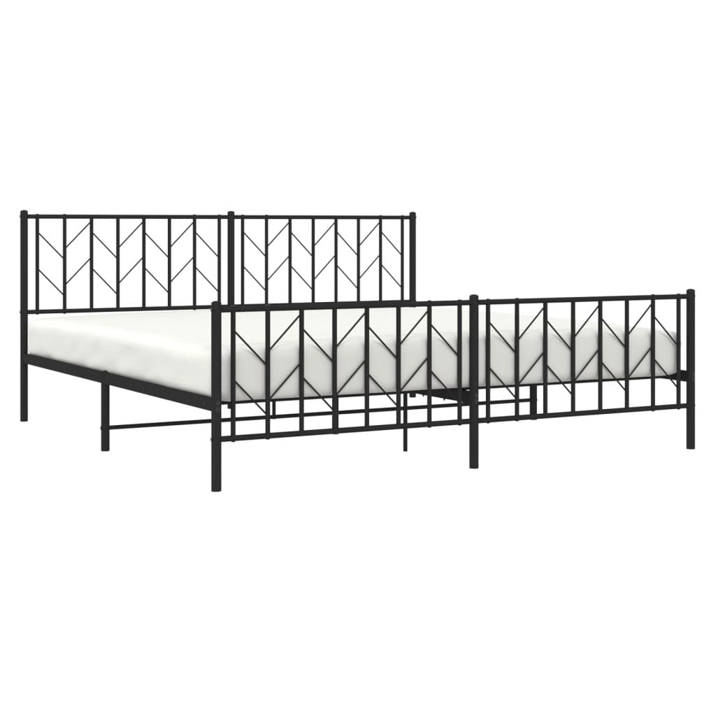 vidaXL Metal Bed Frame without Mattress with Footboard Black 193x203 cm