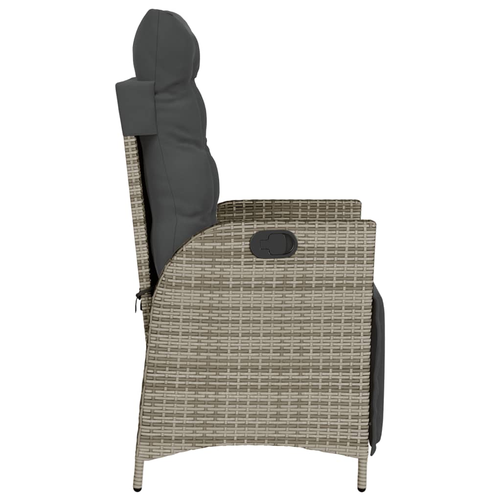vidaXL 3 Piece Bistro Set with Cushions Grey Poly Rattan
