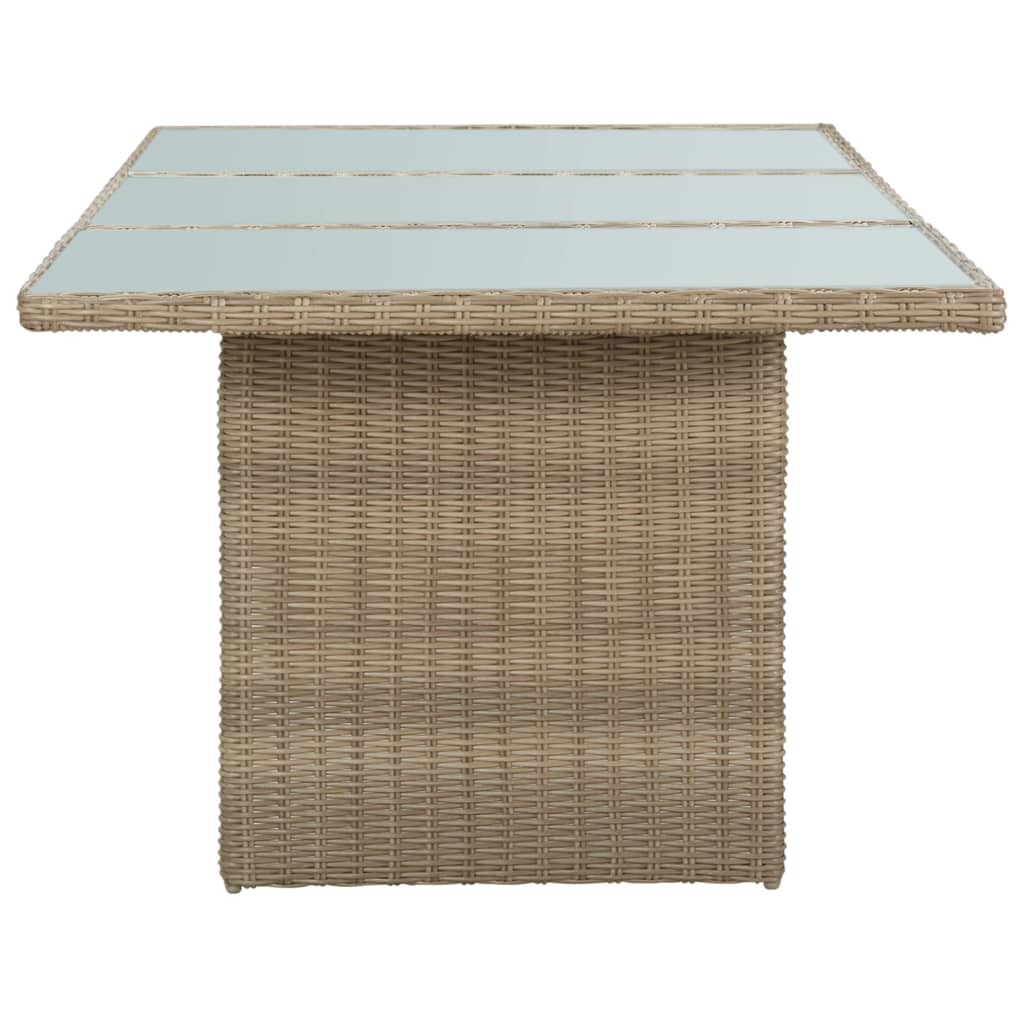 vidaXL Garden Dining Table Brown 200x100x74 cm Glass and Poly Rattan