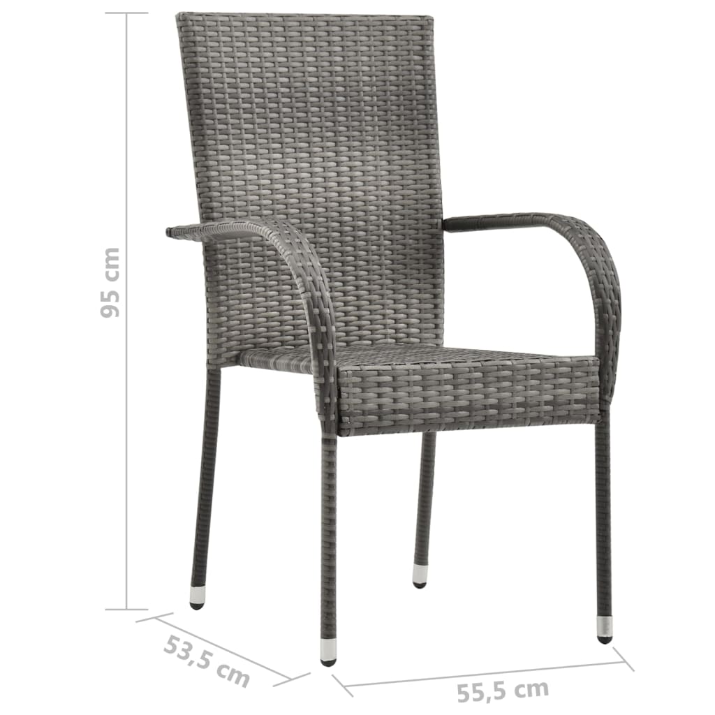 vidaXL 7 Piece Garden Dining Set Poly Rattan Grey
