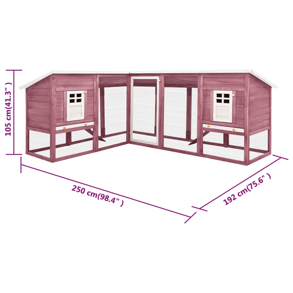 vidaXL Outdoor Rabbit Hutch with Run Mocca and White Solid Fir Wood