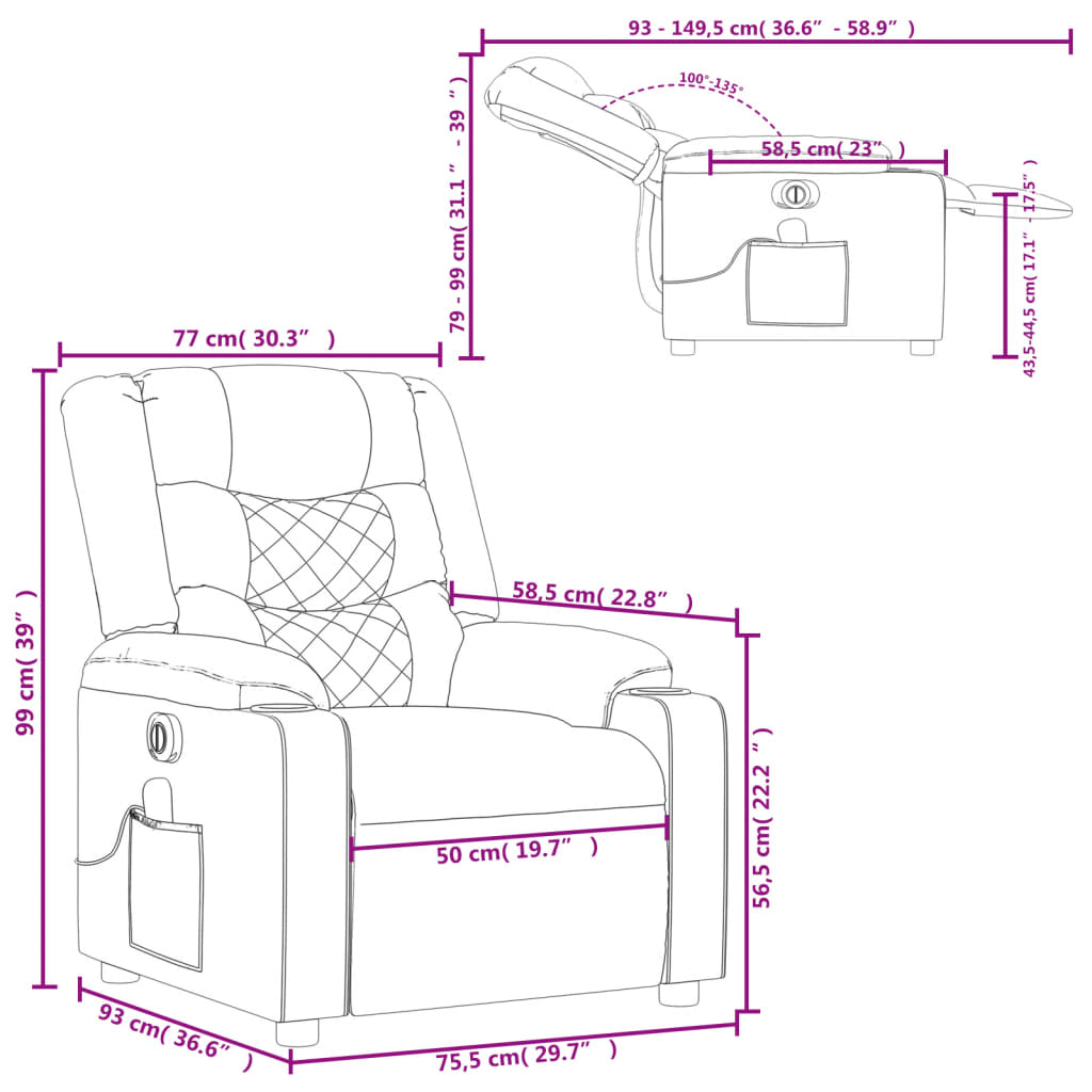 vidaXL Electric Massage Recliner Chair Cream Faux Leather