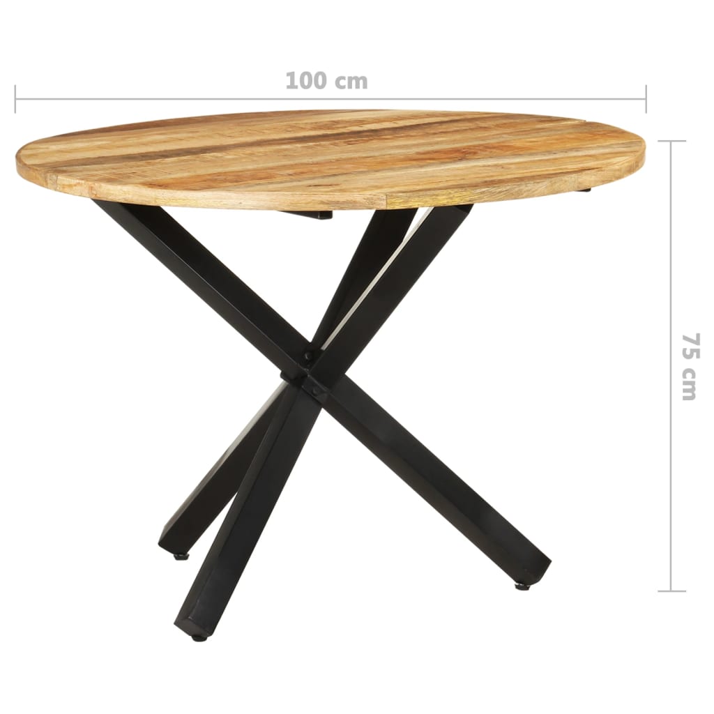 vidaXL Dining Table Round 100x100x75 cm Rough Mango Wood