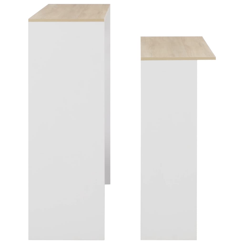 vidaXL Bar Table with 2 Table Tops White and Oak 130x40x120 cm