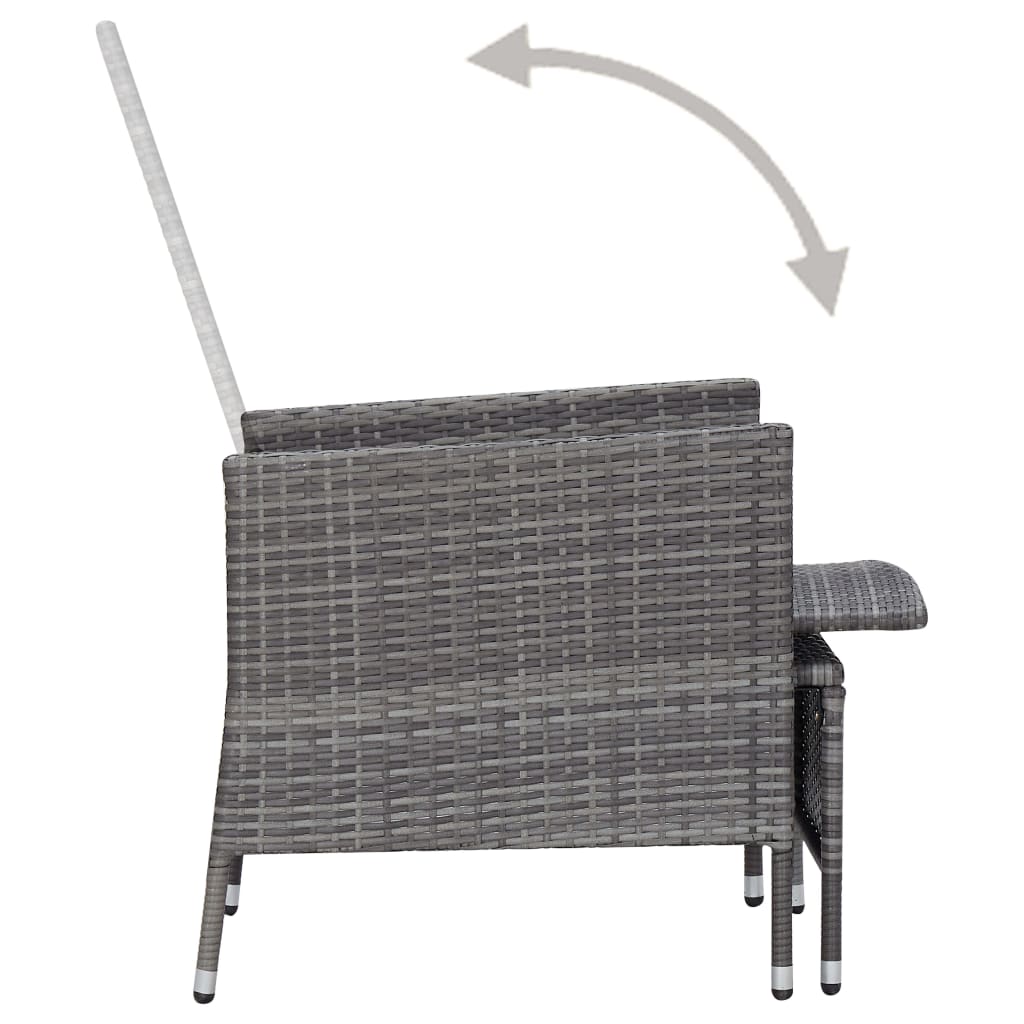 vidaXL 2 Piece Garden Lounge Set with Cushions Poly Rattan Grey