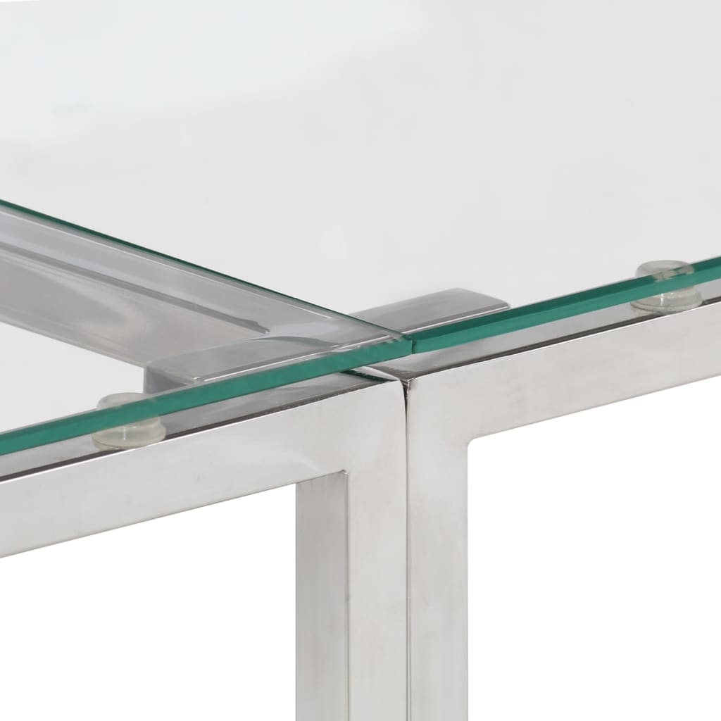 vidaXL Console Table Silver Stainless Steel and Tempered Glass