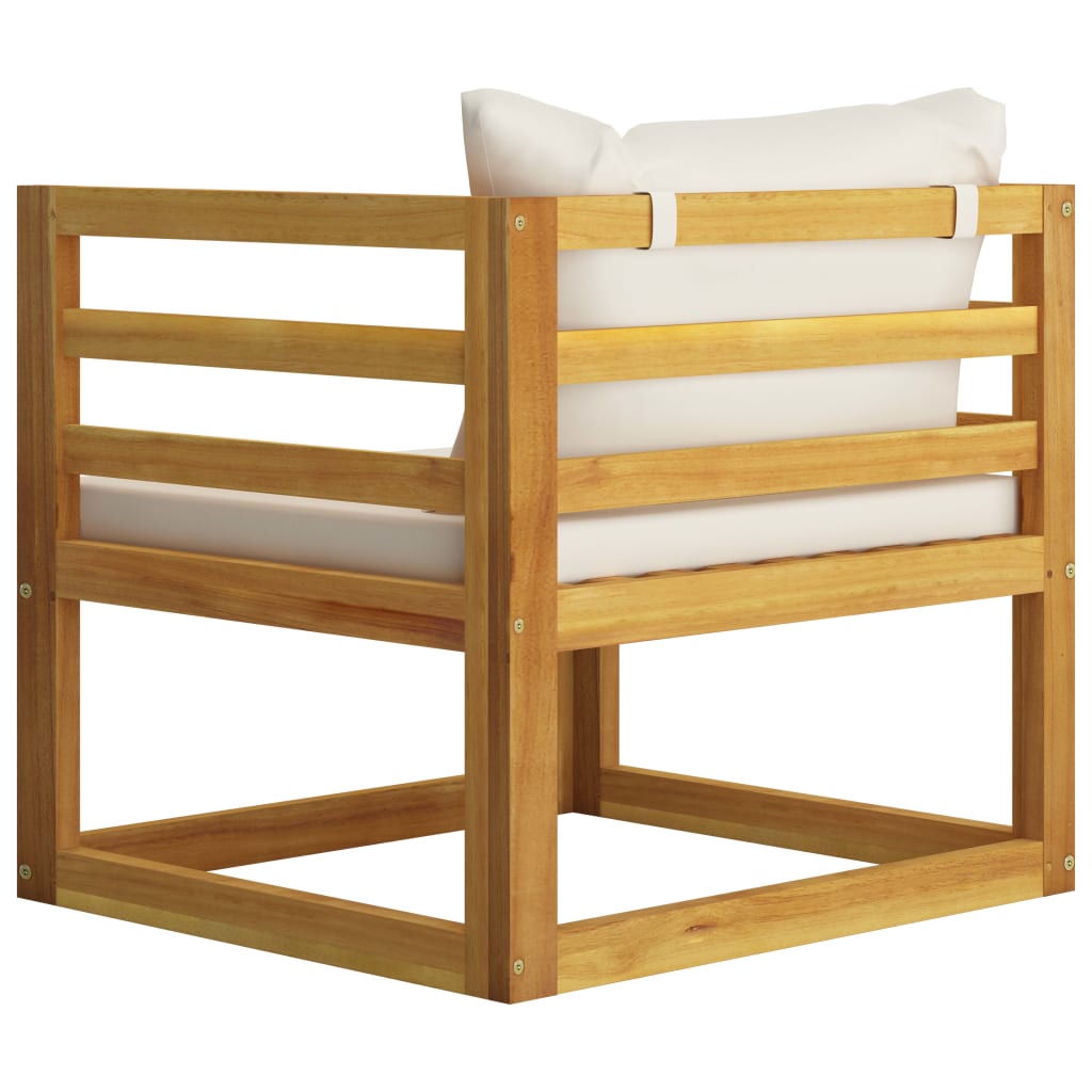 vidaXL 7 Piece Garden Lounge Set with Cushion Cream Solid Acacia Wood
