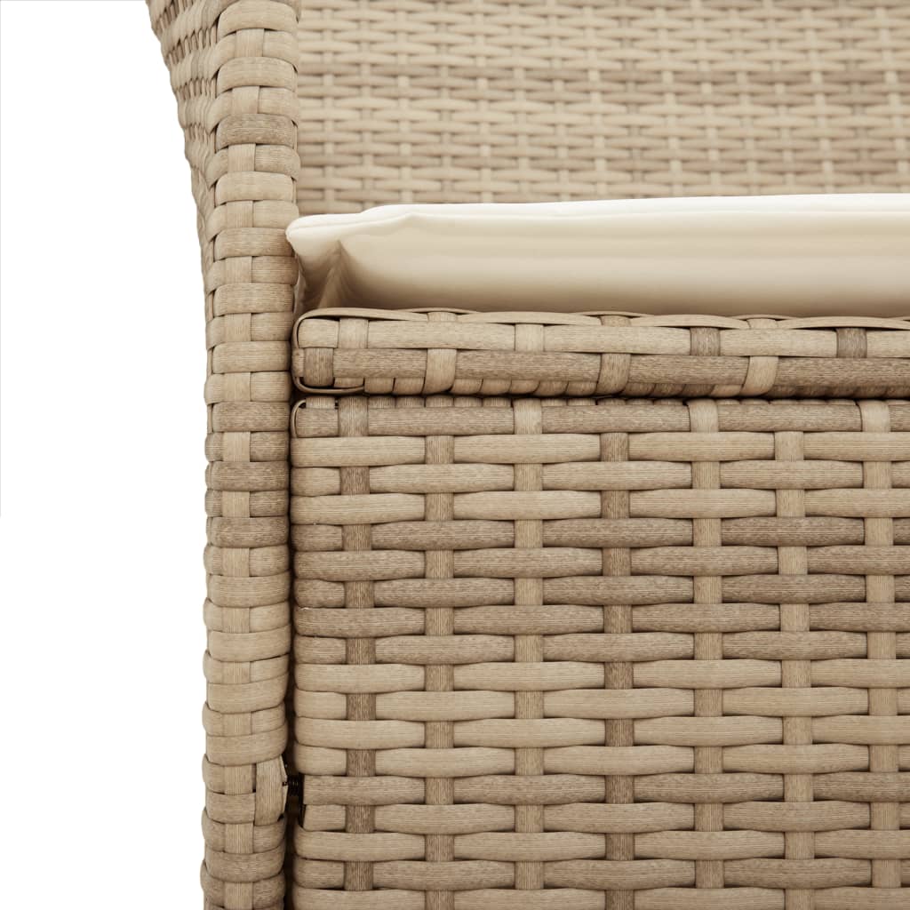 vidaXL Garden Chairs with Cushions 2 pcs Beige Poly Rattan&Solid Wood