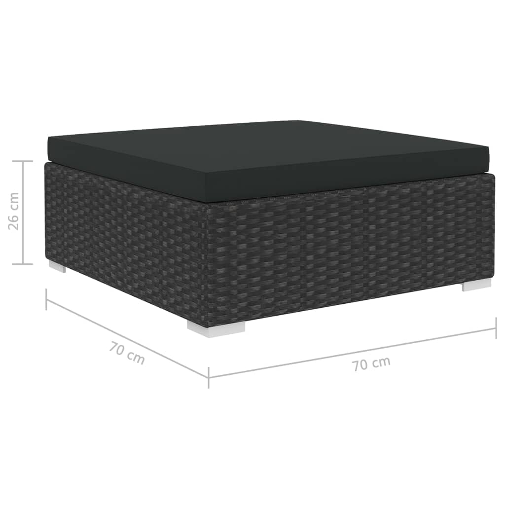 vidaXL 8 Piece Garden Lounge Set with Cushions Poly Rattan Black