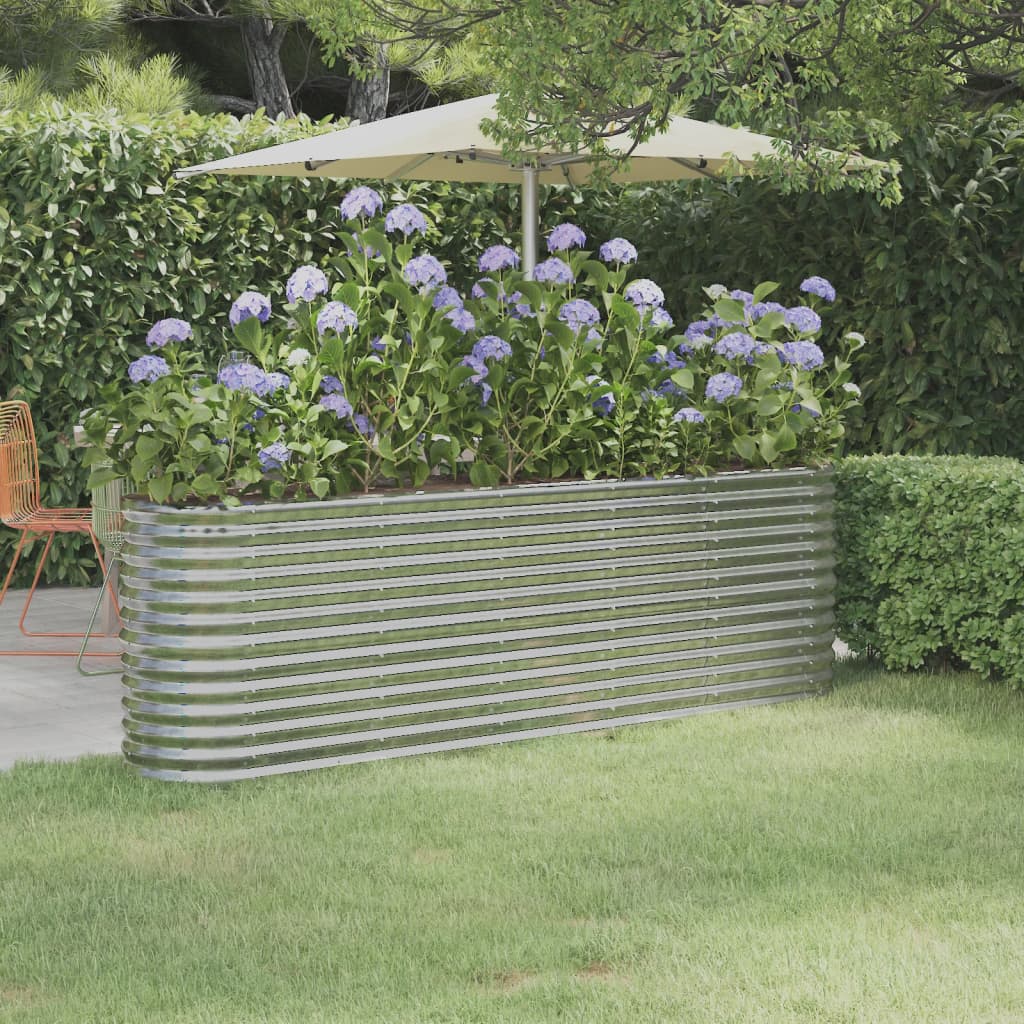 vidaXL Garden Raised Bed Powder-coated Steel 224x40x68 cm Silver