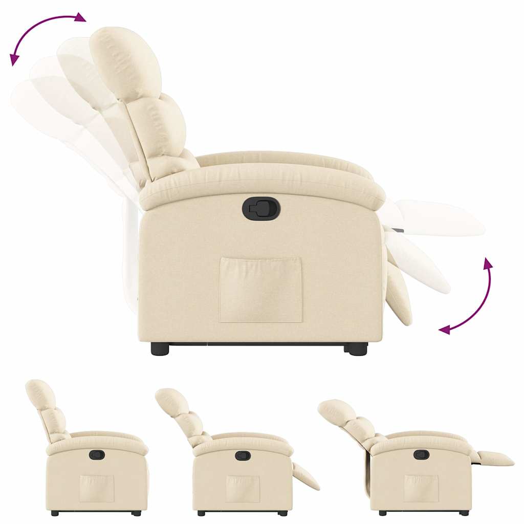vidaXL Stand up Recliner Chair Cream Fabric
