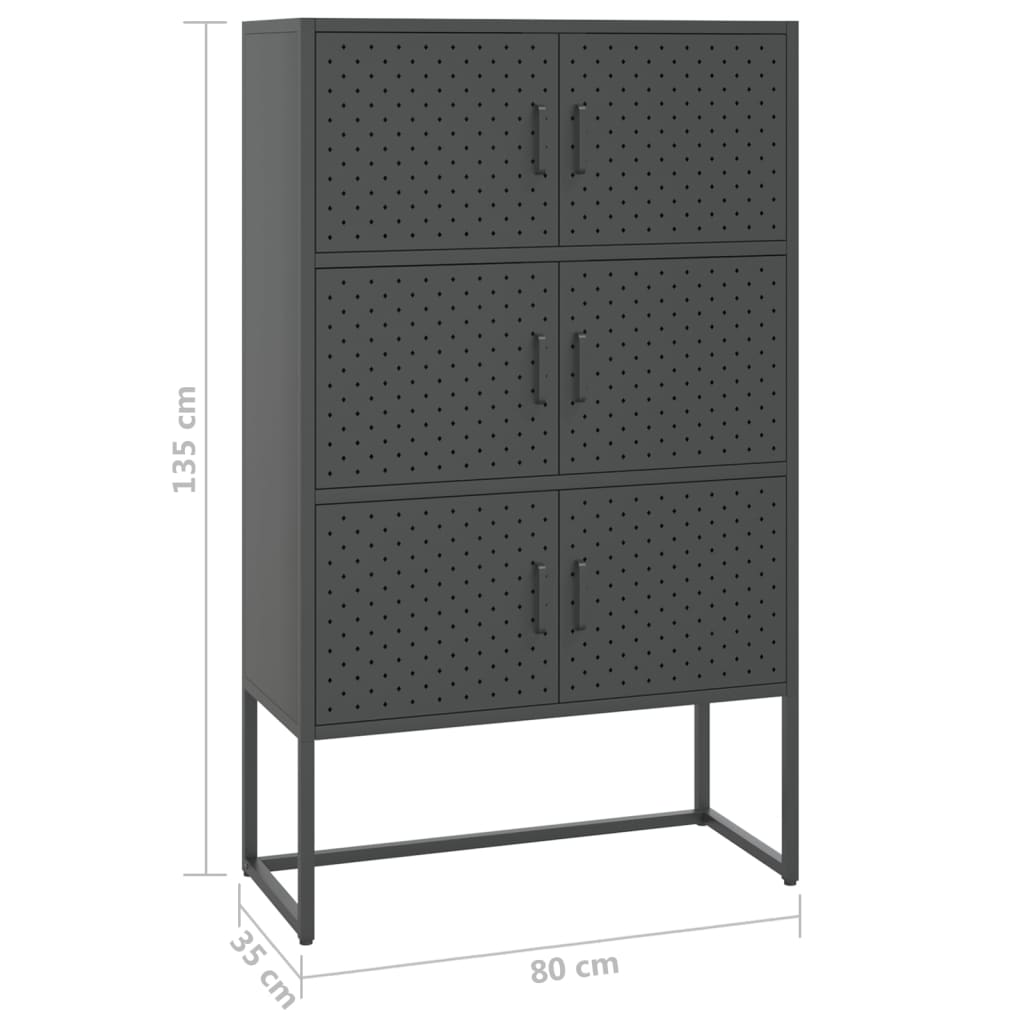 vidaXL Highboard Anthracite 80x35x135 cm Steel