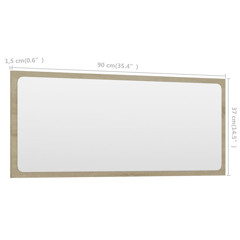 vidaXL Bathroom Mirror Sonoma Oak 90x1.5x37 cm Engineered Wood