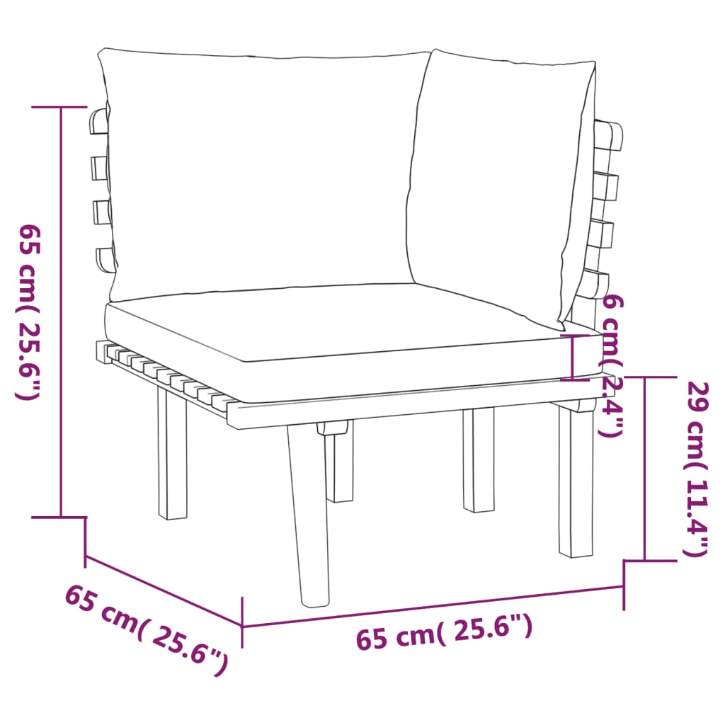 vidaXL 3 Piece Garden Lounge Set with Cushions Solid Wood Acacia