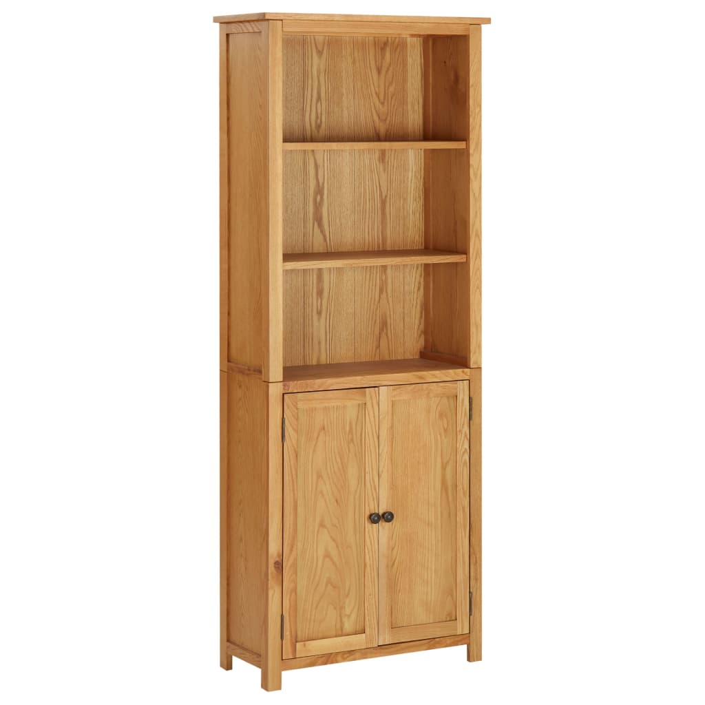 vidaXL Bookcase with 2 Doors 70x30x180 cm Solid Oak Wood