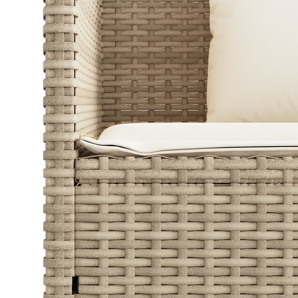 vidaXL Garden Bench with Cushions Beige Poly Rattan