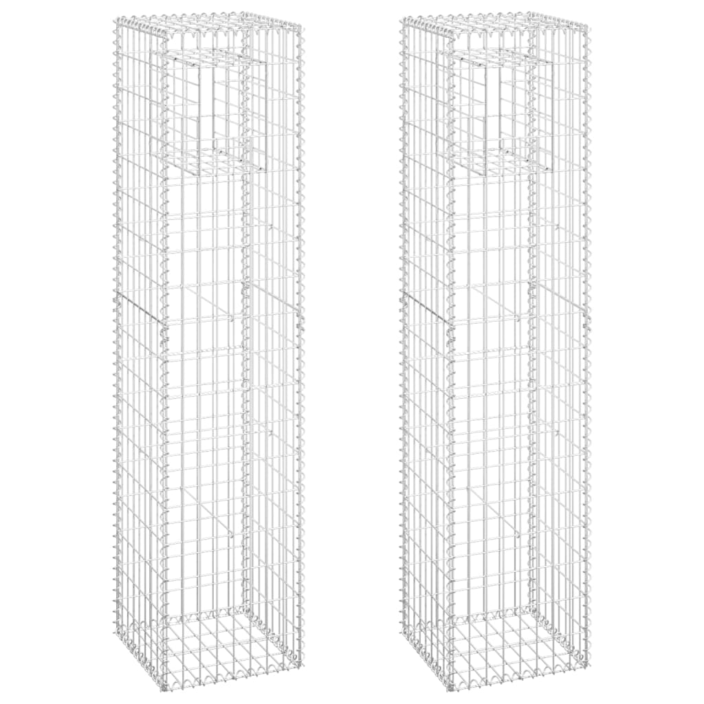vidaXL Gabion Basket Posts 2 pcs 40x40x180 cm Iron