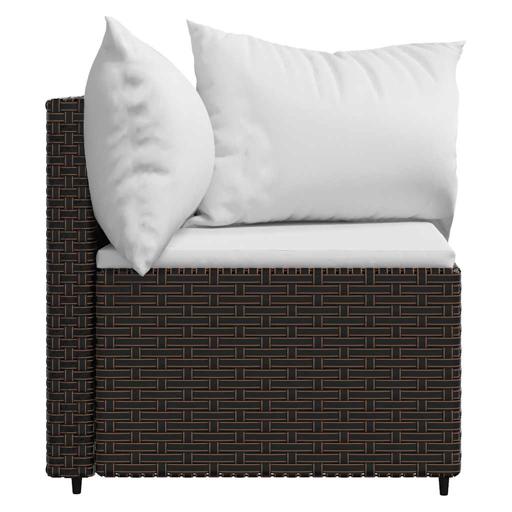 vidaXL Garden Corner Sofas with Cushions 2 pcs Brown Poly Rattan