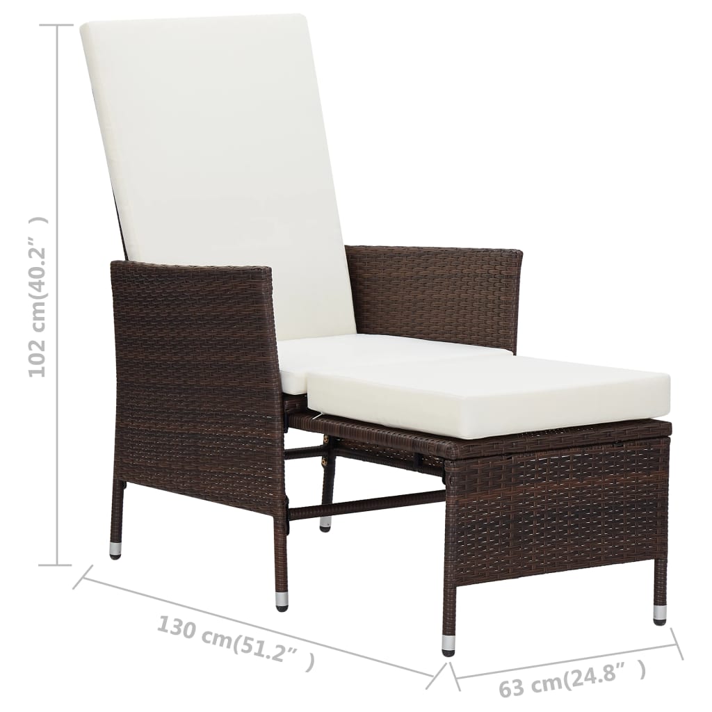 vidaXL 3 Piece Garden Lounge Set with Cushions Poly Rattan Brown