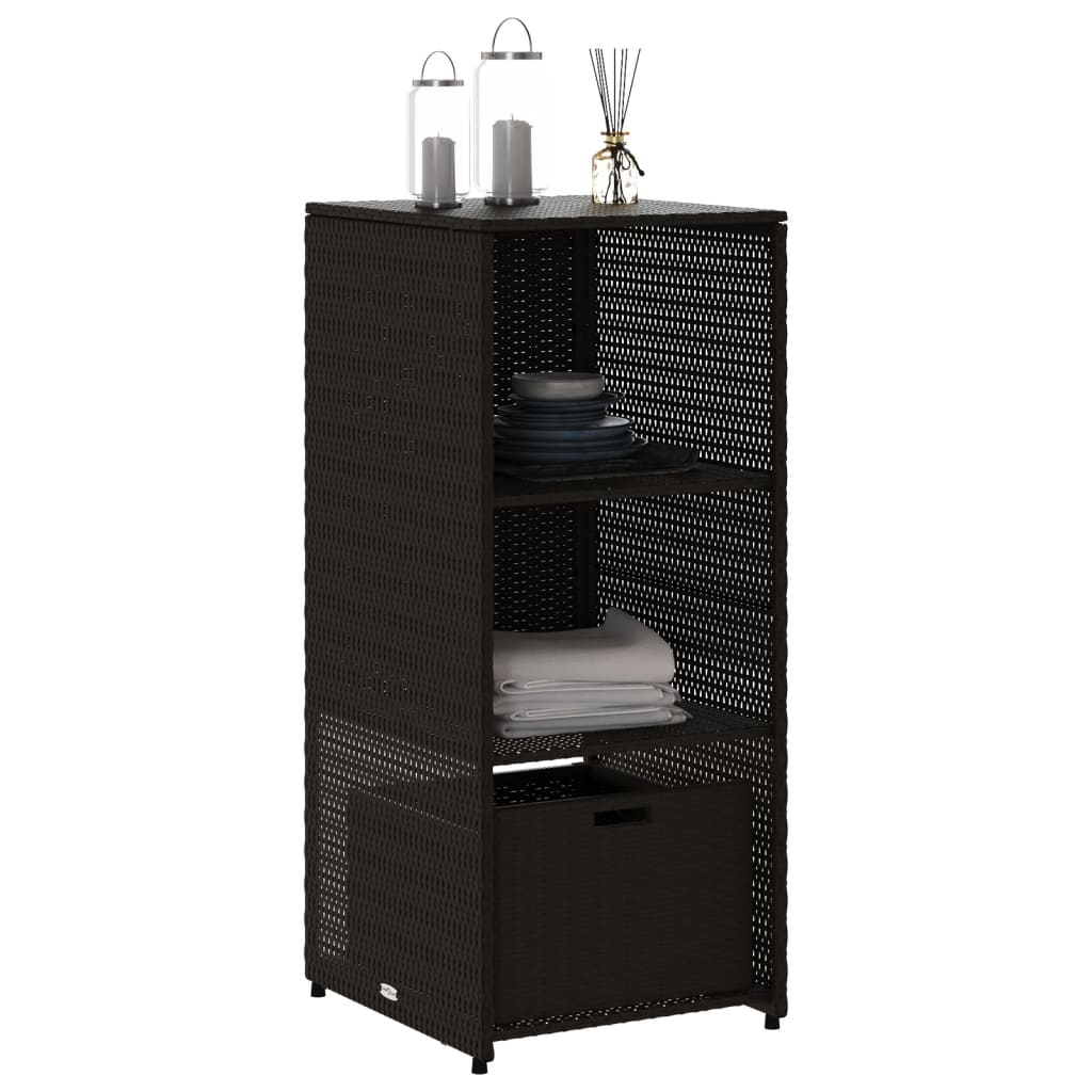 vidaXL Garden Storage Cabinet Black 50x55x115 cm Poly Rattan