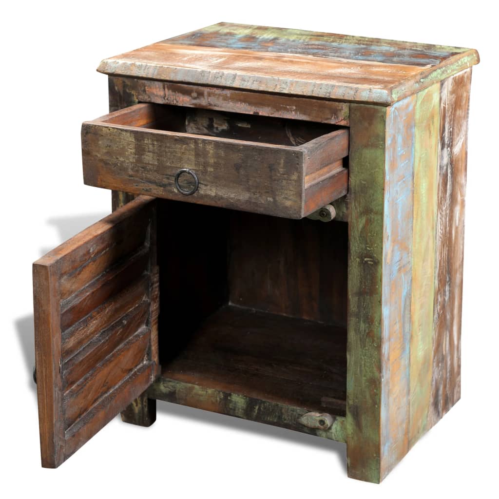 vidaXL End Table with 1 Drawer 1 Door Reclaimed Wood