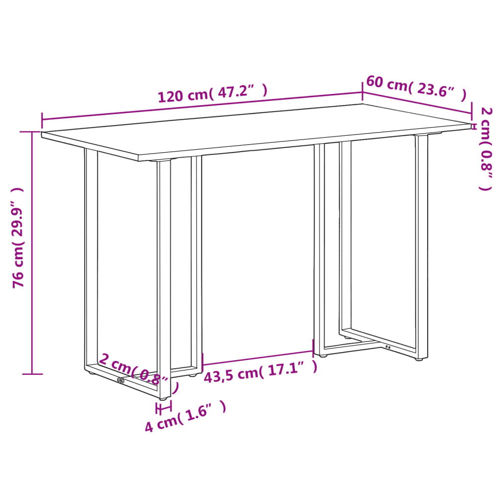 vidaXL Dining Table 120 cm Solid Reclaimed Wood