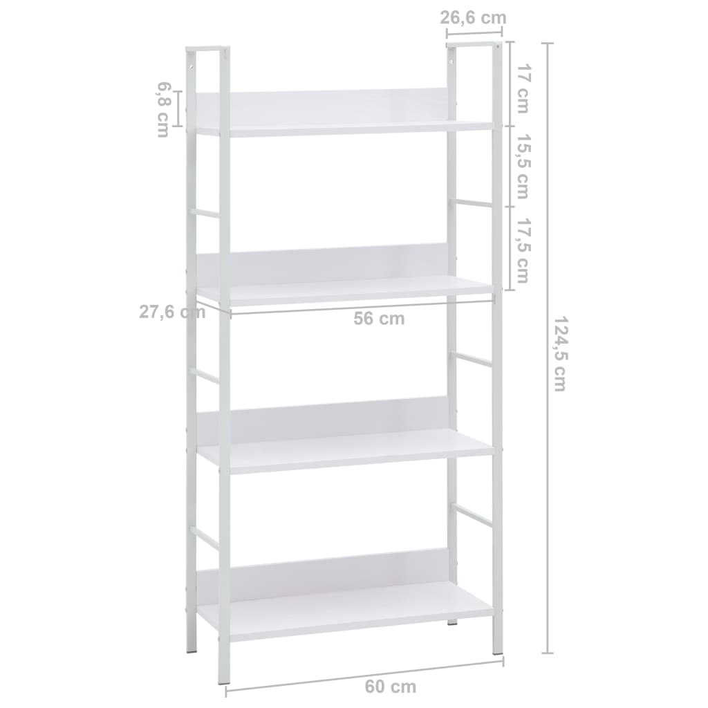 vidaXL 4-Layer Book Shelf White 60x27.6x124.5 cm Engineered Wood