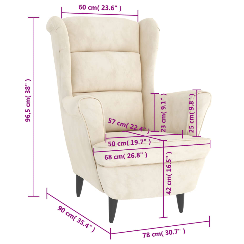 vidaXL Armchair Cream White Velvet