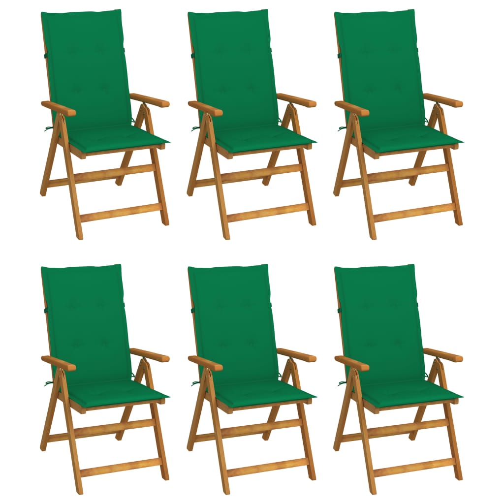 vidaXL Folding Garden Chairs 6 pcs with Cushions Solid Acacia Wood