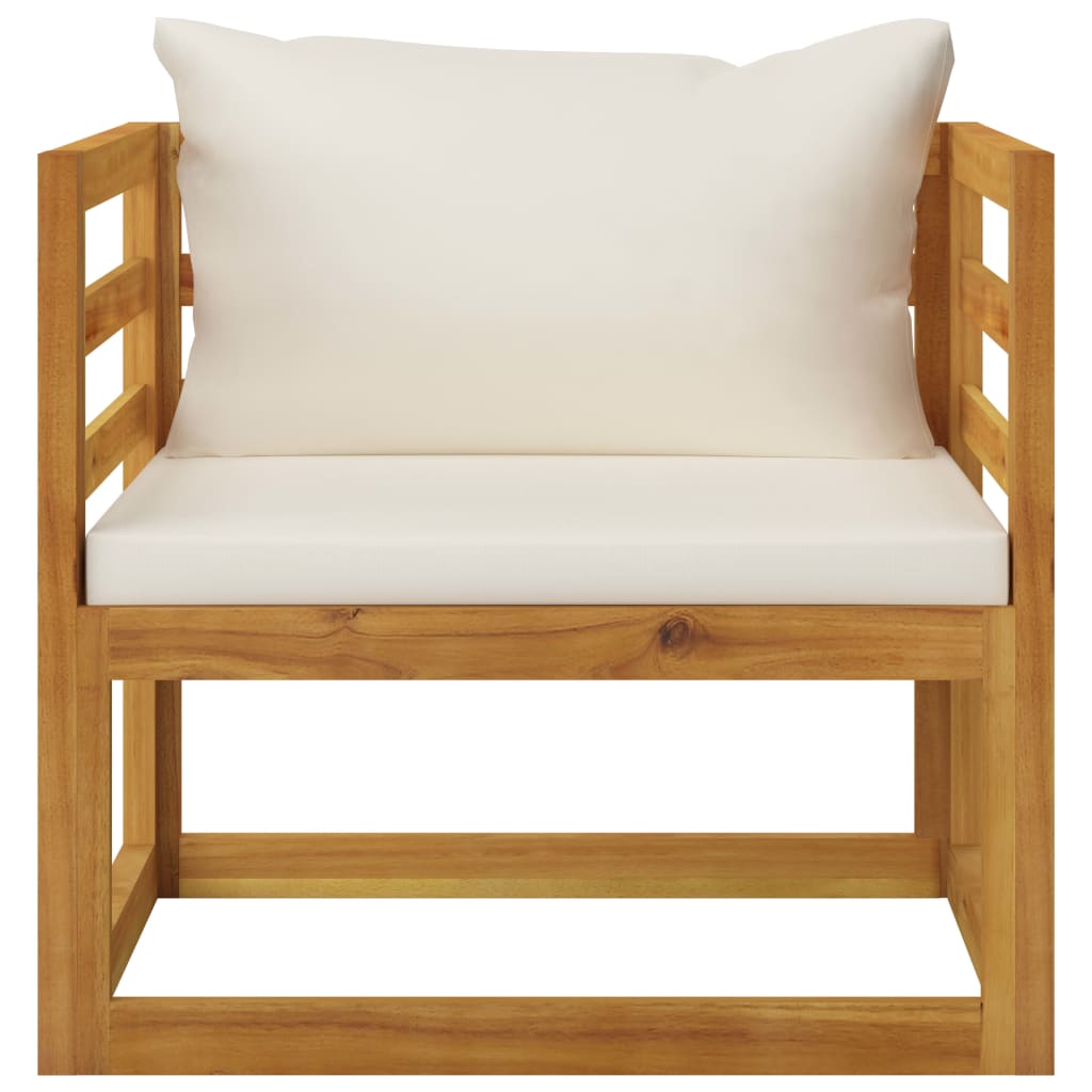 vidaXL 7 Piece Garden Lounge Set with Cushion Cream Solid Acacia Wood