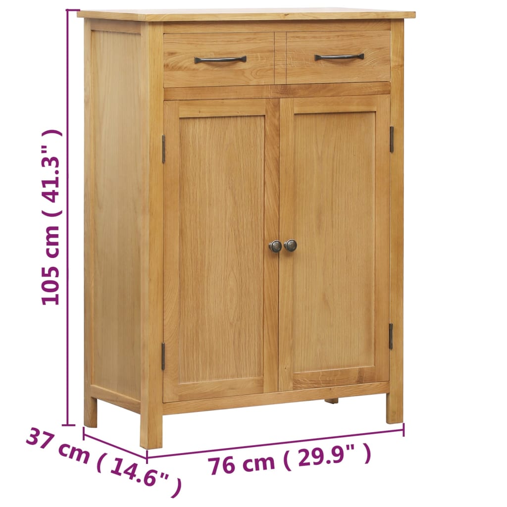 vidaXL Shoe Cabinet 76x37x105 cm Solid Oak Wood