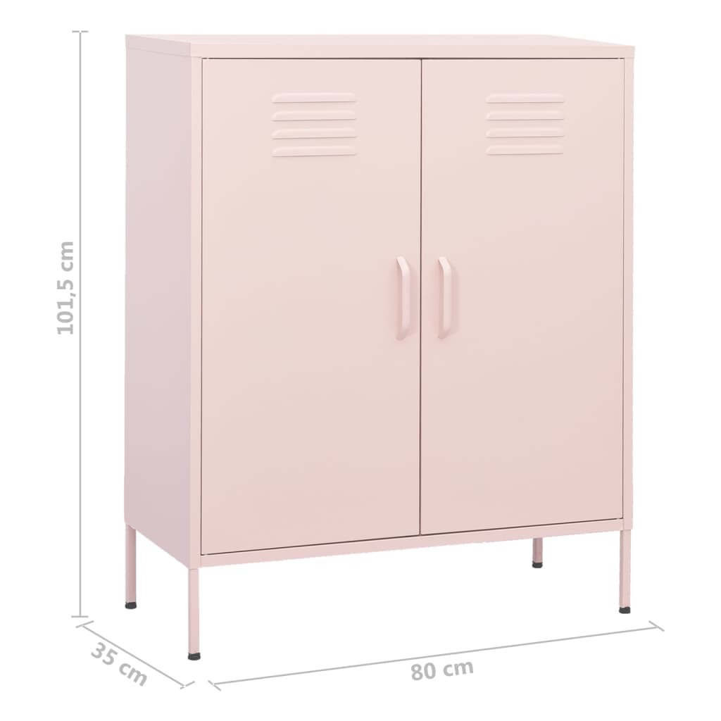 vidaXL Storage Cabinet Pink 80x35x101.5 cm Steel