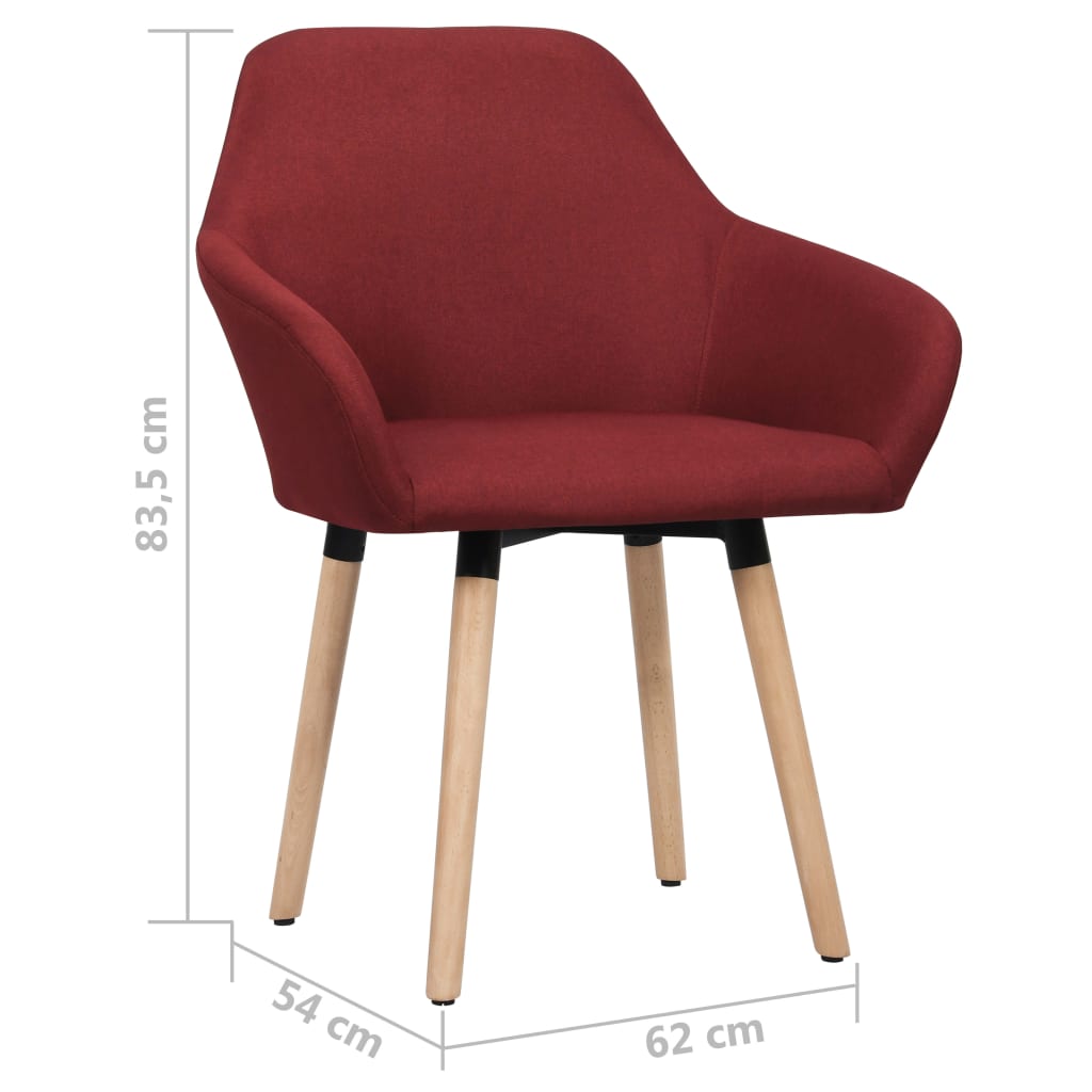 vidaXL Dining Chairs 2 pcs Wine Red Fabric