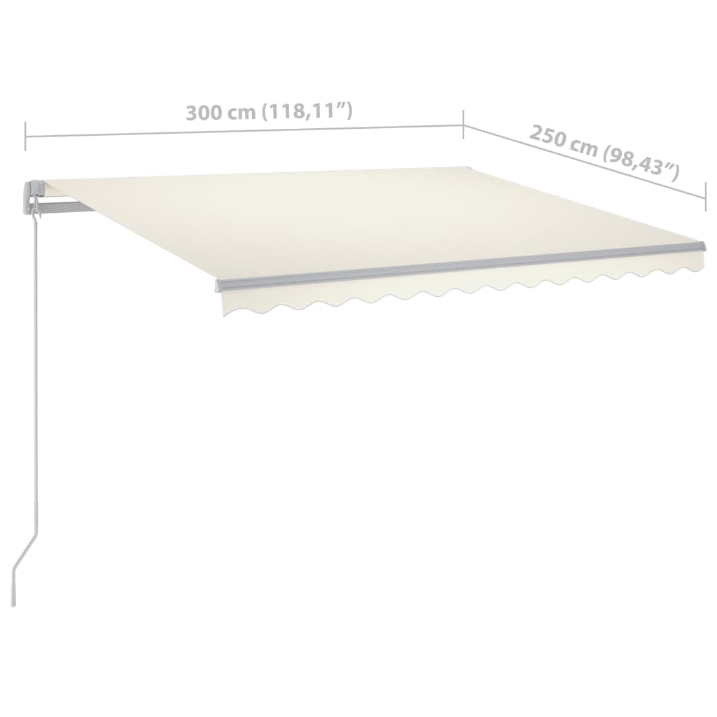 vidaXL Automatic Retractable Awning with Posts 3x2.5 m Cream